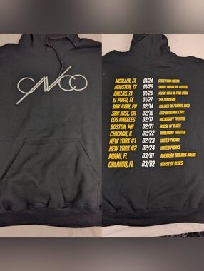 CNCO World Tour Black & Yellow Hoodie Tour Locations/Dates Back Medium Unisex